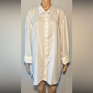 Joseph Abboud Men's Shirt Size 3XLT White Button Down Linen Blend Long Sleeve